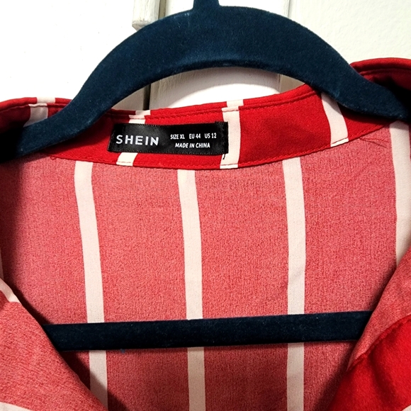 Beautiful Long Red Dress and White Stripes - Picture 5 of 5